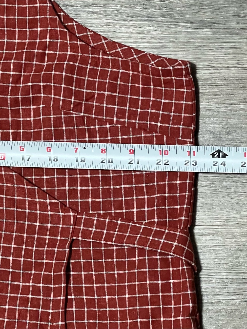 Conscious Clothing Womens XXL Soleil Wrap Dress Red Checkered Linen Pocket Apron - Picture 7 of 7